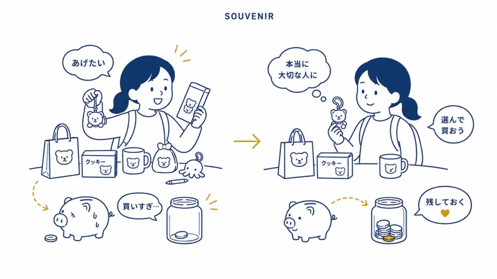 長女のお土産事件：買いすぎて貯金が空になった経験から、本当に大切な人に選んで買い残しておくことを学んだ変化
